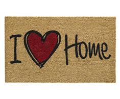 F&S Paillasson dentrÃ©e Original Fait de 100% Fibres de Coco Naturel 45 x 75 cm, 15 mm dÃ©paisseur. Dessin I Love Home. Couleur Naturel, Noir Rouge.
