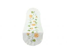 Bellanda 85246â45 cm x 140 cm-Fleurs Ovale Chemin de Table Polyester Blanc 45 x 140 cm