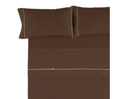 ES-Tela LIsos Biés 50/50 â Parure de draps Para cama de 180 cm, 4 piezas Café