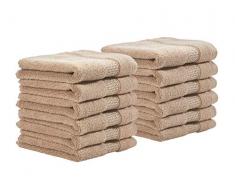 iDesign ensemble serviettes de bain (lot de 12), petites serviettes en coton au design tissé, set de 12 serviettes de toilette douces pour sécher le visage ou les mains, beige