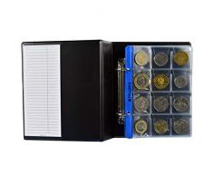 PELLERS Album pour 132 monnaies. Classeur S. 10 feuilles, pochettes 31mm x 26mm, 35mm x 35mm, 55mm x 55mm. Idéal pour les pièces de taille mixte.