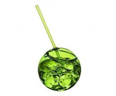 eBuyGB Gobelet de fÃªte et Paille, Transparent/Vert, 24.99Â x 13Â x 13Â cm