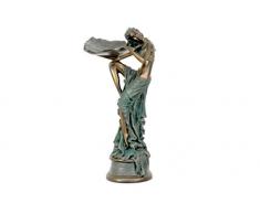 Sukima Decor Figurine avec Motif Fille Plateau, RÃ©sine, dorÃ©, 42,5Â cm