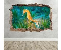 Sticker Mural 3D en Forme de Cheval de mer pour Chambre Ã Coucher - Grand Paysage 70 cm x 50 cm