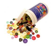 IC CI 11 x 11.2 x 11.2 cm 450 g Boutons assortis en plastique dans une boîte de rangement pratique, Multicolore