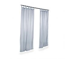 Relaxdays Rideaux avec passants lot de 2 rideaux unis transparents en polyester HxlxP: 245 x 140 x 0,1 cm, argentÃ©