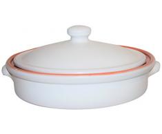 Amazing Cookware Plat Rond 25 cm en Terre Cuite avec Couvercle â Blanc Mat, en CÃRAMIQUE, Blanc avec Naturel à lintérieur, 25 cm, 25 x 25 x 11 cm