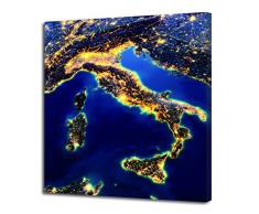 Pintdecor Italie Panneau Lumineux, Bois de Sapin, Bleu Nuit, 50Â x 50Â x 4.5Â cm