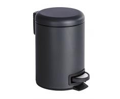 Wenko 22143100 LÃ©man Poubelle CosmÃ©tique Ã PÃ©dale Acier Inoxydable Noir 17 x 25 x 22,5 cm 3 L