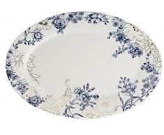 Inconnu V & A Museum Palmers Soie en Porcelaine Fine Assiette Ã dÃ®ner, Porcelaine, Blanc, 3 x 34.5 x 24 cm