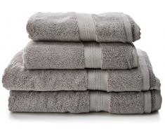 Pinzon Lot de 2 serviettes de bain + 2 serviettes essuie-mains en coton Pima Platine