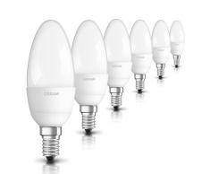 Osram LED STAR Ampoule LED, Forme flamme, Culot E14, 5,7W Equivalent 40W, 220-240V, dÃ©polie, Blanc Chaud 2700K, Lot de 6 piÃ¨ces