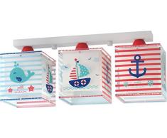 Dalber 43423 Petite Marinière Plafonnier, 3 ampoules, plastique, bleu, 50 x 14 x 20,5 cm
