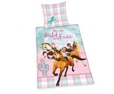 Herding Spirit Parure de Lit Réversible, Coton/Renforcé, Rose/Multicolore, 80 x 80 cm, 135 x 200 cm