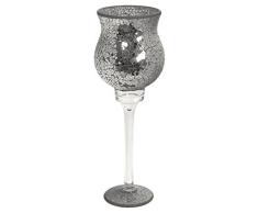 Febland Photophore en Verre avec mosaïque Noir 16,5 x 16,5 x 50 cm