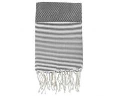 Moorish Idol - Fouta Nid dAbeille Rayure Fine- 100cm x 200cm- Gris Moyen