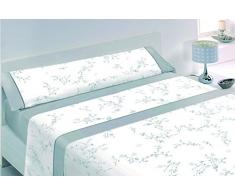 Coton Blanc Iris Set Drap Plat Lit de 90, 50% polyester/50% Coton, Gris, Dessus 160Â x 270