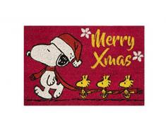 Excelsa Peanuts Xmas Paillasson entrÃ©e, Fibre de Coco, Rouge, 40Â x 60Â cm