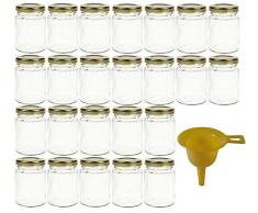 Viva Haushaltswaren #18989 Lot de 24 bocaux de Confiture avec couvercles dorés 106 ML Entonnoir Inclus