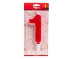 Dekora 345278 Bougie dAnniversaire Géante Numéro 1 de Couleur Orange Cire, 15 cm