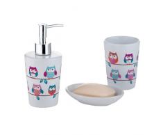 axentia 282469 Ensemble de Salle de Bain en cÃ©ramique Motif Chouettes