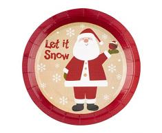 Neviti Let It Snow Père Noël Assiettes, Multicolore, Lot de 8