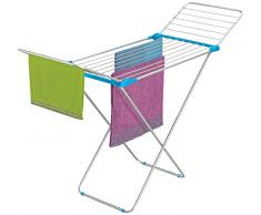 Casabriko Étendoir à Linge à chevalet avec Ailes, Aluminium anodisé/Acier 55x6x131 cm Azzurro/Fucsia
