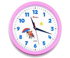 ADE CK1800 Horloge Murale Plastique, Rosa, 25 cm