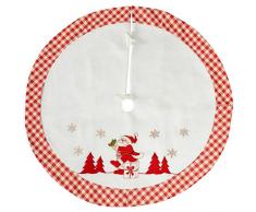 WeRChristmas Père Noël Design Carreaux Jupe de Sapin de Noël, en Tissu, Rouge/Blanc, 107 cm