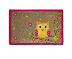 Relaxdays Paillasson Fibres de Coco Tapis Hibou 60 x 40 cm antidÃ©rapant Caoutchouc PVC, Marron