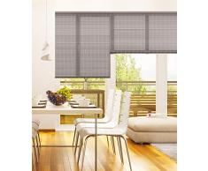 MADECOSTORE Store Enrouleur RollUp Bambou - Gris - L63 x H180cm - Fixation avec perçage - Store bois