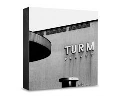 COGNOSCO HG-F114 Tableau Mural en Bois avec Photo darchitecture Frankfurt et tourmpalais Noir/Blanc 15 x 15 cm