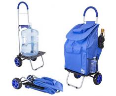 Grand Chariot Dolly, Bleu Courses provisions Pliable Chariot