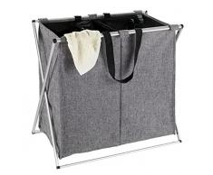 Wenko 62151100 Panier Ã Linge, Polyester, Gris, 38 x 59 x 57 cm