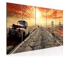Tableau decoration murale Route 66 200 x 80 cm - XXL Impression sur Toile Salon Appartment 5 Parties - prÃªt Ã accrocher - 600355a