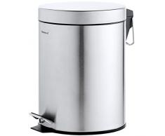 Blomus 68943 Treteimer NEXIO, Edelstahl Matt Poubelle à pédale 5l Argent Mat, Acier Inoxydable, 26 x 28 x 28 cm