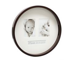 Deknudt Frames S65DC7 Plateau pour 2 Photos Rond Brun + Case Texte 41,5 x 41,3 x 5,7 cm