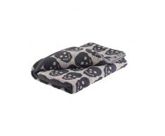 axentia Serviette de Bain en 100% Coton Doux et Absorbant, Serviette de Douche avec Motif de Crâne, Drap de Bain env. 70 x 140 cm, Anthracite/Beige