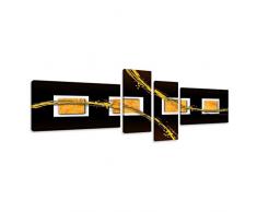 Visario 6703 Ensemble de 4 Tableaux Toile en Lin Motifs Abstraits 145 x 30 cm