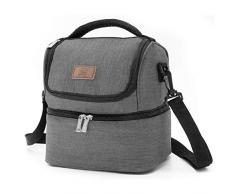 Decocasa Sac Isotherme avec Deux Compartiments pour dÃ©jeuner 6 l Gris 6 l