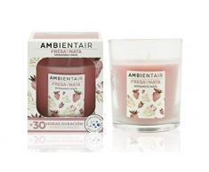 Ambientair. Bougie parfumÃ©e Ã la crÃ¨me de fraise. Une bougie parfumÃ©e Ã la cire vÃ©gÃ©tale et au parfum naturel dune durÃ©e estimÃ©e Ã 30 heures. Profitez de laromathÃ©rapie chez vous grÃ¢ce Ã cette bougie en verre.