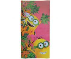 CTI Drap de Plage Les Minions Flowers, 100% Coton, Corail, 150x75 cm