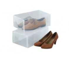 WENKO 6020100 BoÃ®tes de Rangement pour Chaussures - set de 2, PolypropylÃ¨ne, 34 x 13 x 21 cm, Transparent