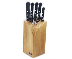 Arcos 285100 Bloc 5 Couteaux + Ciseaux, Noir, 25 x 5 x 5 cm