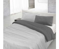 Italian Bed Linen CP-NC-Grigio Chiaro/Fumo â 2P Natural Color housse de couette double-face couleur unie avec taies doreiller, Clair/Gris foncé