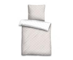 biberna Mix & Match Housse de Couette Motif Ã©toiles, en Satin de Coton mako certifiÃ©e Ãko-Tex Standard 100, Taupe, 155Â x 200Â cm