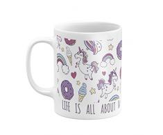 Zaska ZK50092 Mug Licornes Blanc et Violet céramique, Rose