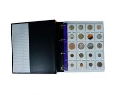 PELLERS ALH200 Album de Collection, 200 Pochettes pour Porte-Monnaie Standard, Ãtuis Carton. 10 Feuilles et diviseurs, Plastique, Noir, Modèle XL