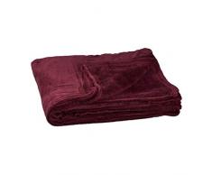 Relaxdays Couverture grande polaire douce plaid moelleuse douillet 200 x 220 cm lavable 30°C en polyester, bordeaux