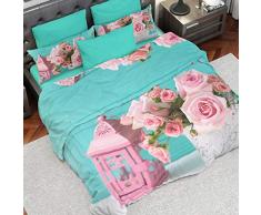 PETTI Artigiani Italiani - Housse de Couette, Lit (90x200), Shabby Rose, Tissu 100% Satin Frais, 100% Made in Italy